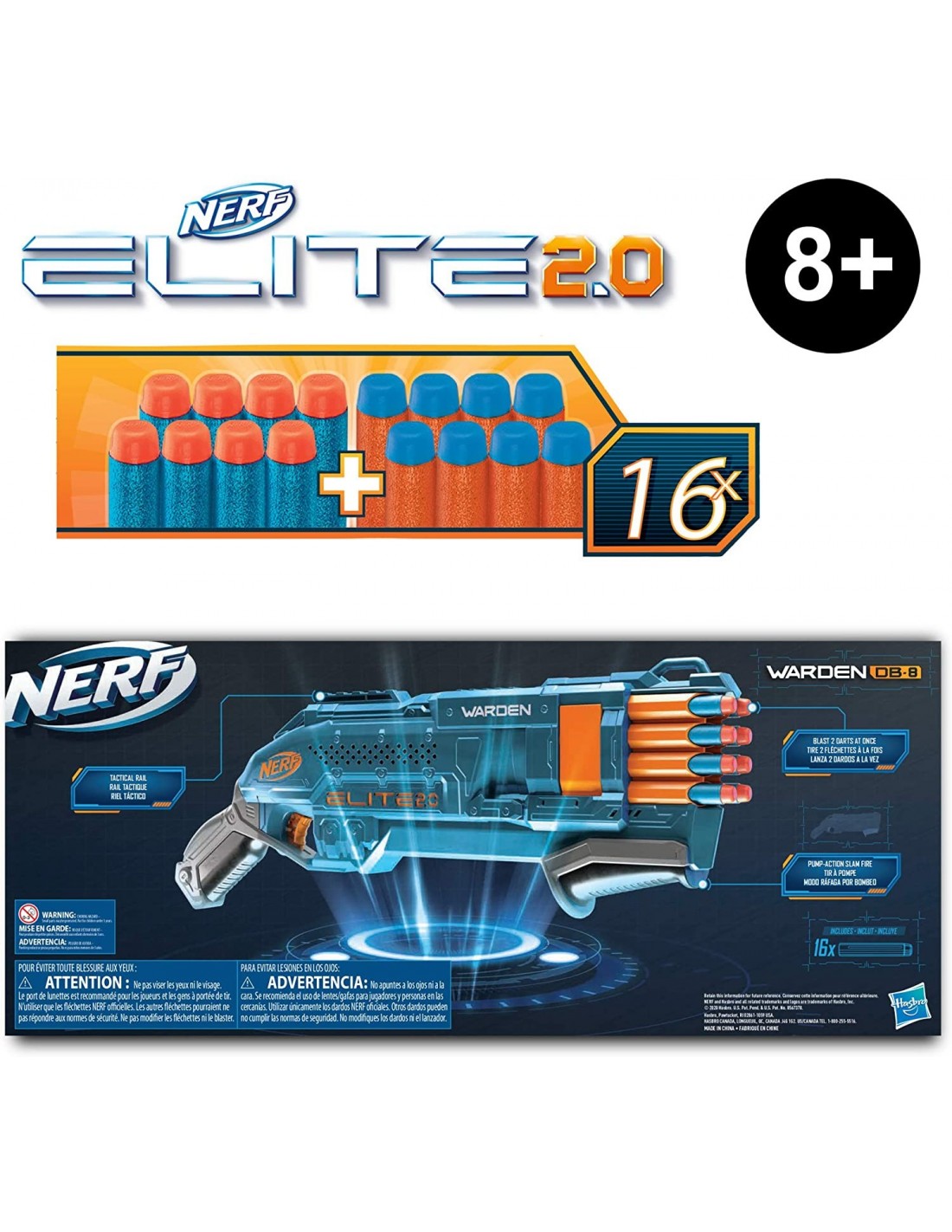 NERF ELITE 2.0 WARDEN DB-8 ΜΕ 16 ΒΕΛΑΚΙΑ 4 3 4