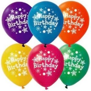Πολύχρωμα μπαλόνια με τύπωμα HAPPY BIRTHDAY ΣΕΤ 10ΤΕΜ