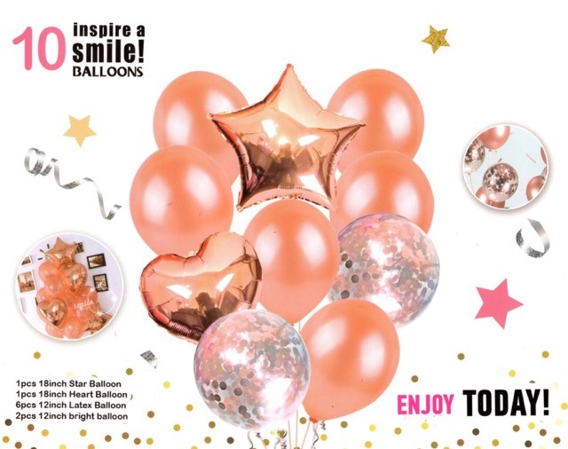 Σετ μπαλόνια 10 τεμαχίων 1 rose gold balloon