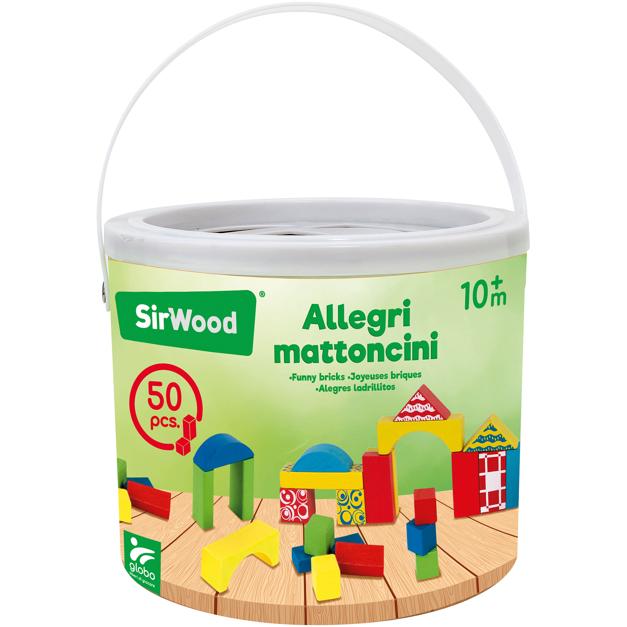 Κουβάς με ξύλινα τουβλάκια 50 τεμ, Sirwood 1 8014966405368 PKA